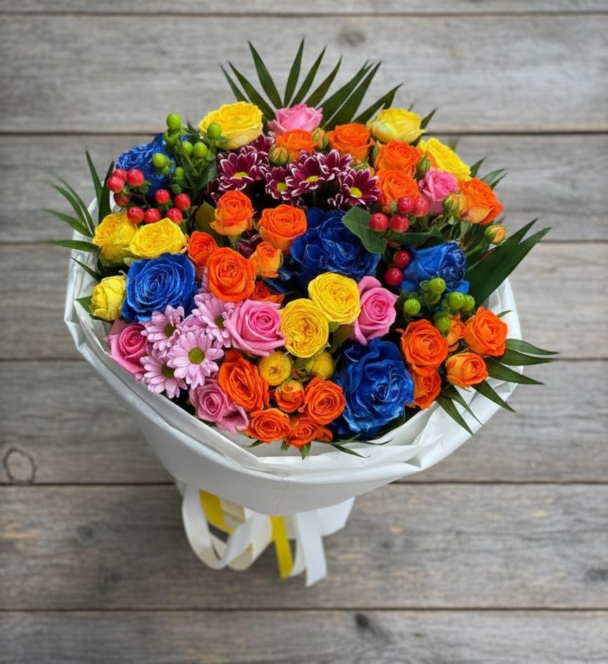 Букет цветов из: Розы и Хризантемы в Зырянском