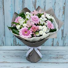 Букет цветов из:  Герберы, Альстромерии и Хризантемы в Зырянском