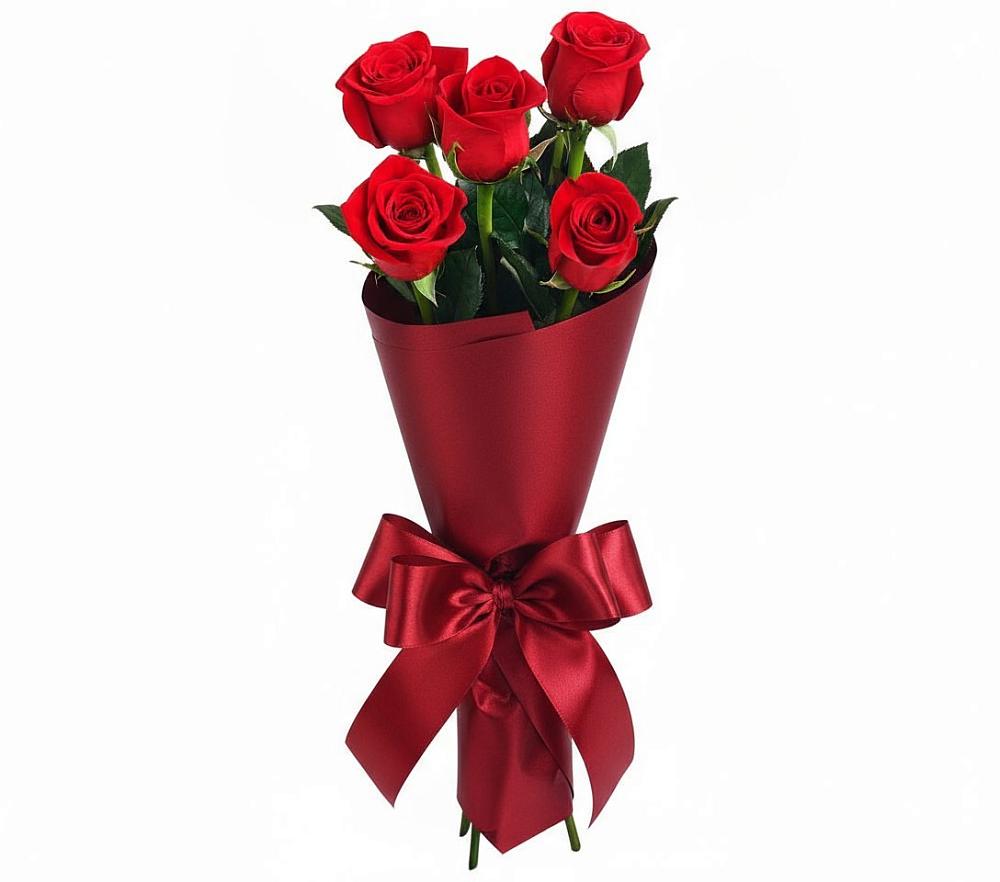 Букет 5 Красных роз Эдлесс Лав в Зырянском