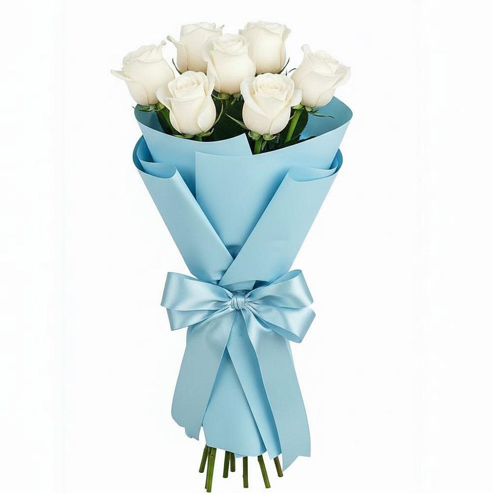 Букет 7 белых роз Проуд в Зырянском