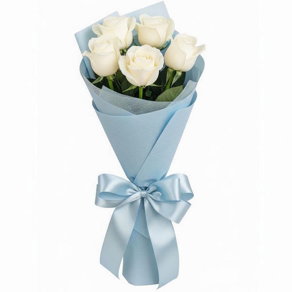 Букет 5 Белых роз Проуд в Зырянском