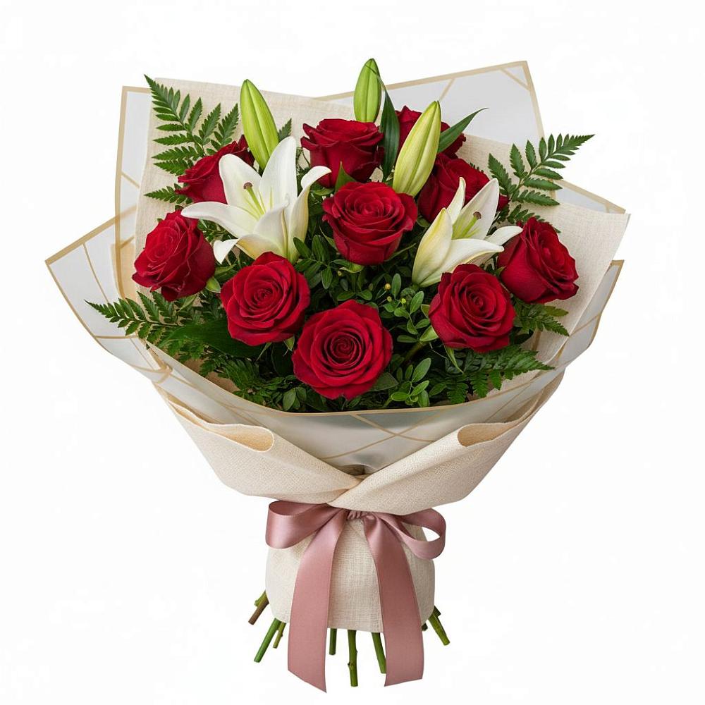 Букет цветов из: Лилии и Розы в Зырянском