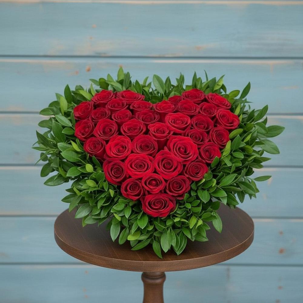 Цветочная композиция из Розы в виде сердца в Зырянском