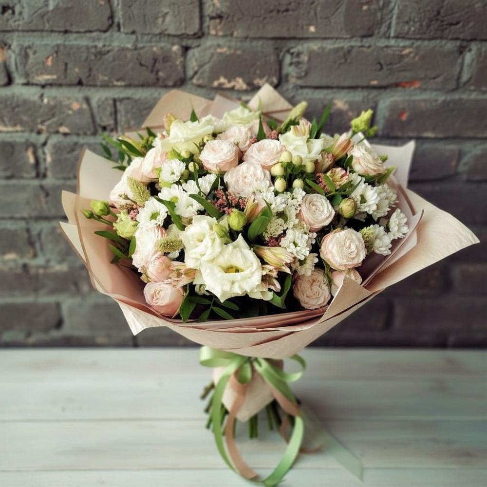 Букет цветов из: Альстромерии, Розы и Хризантемы в Зырянском