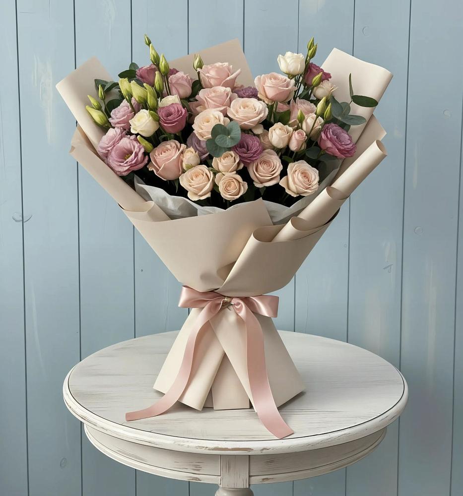 Букет цветов из: Розы и Лизиантусы в Зырянском