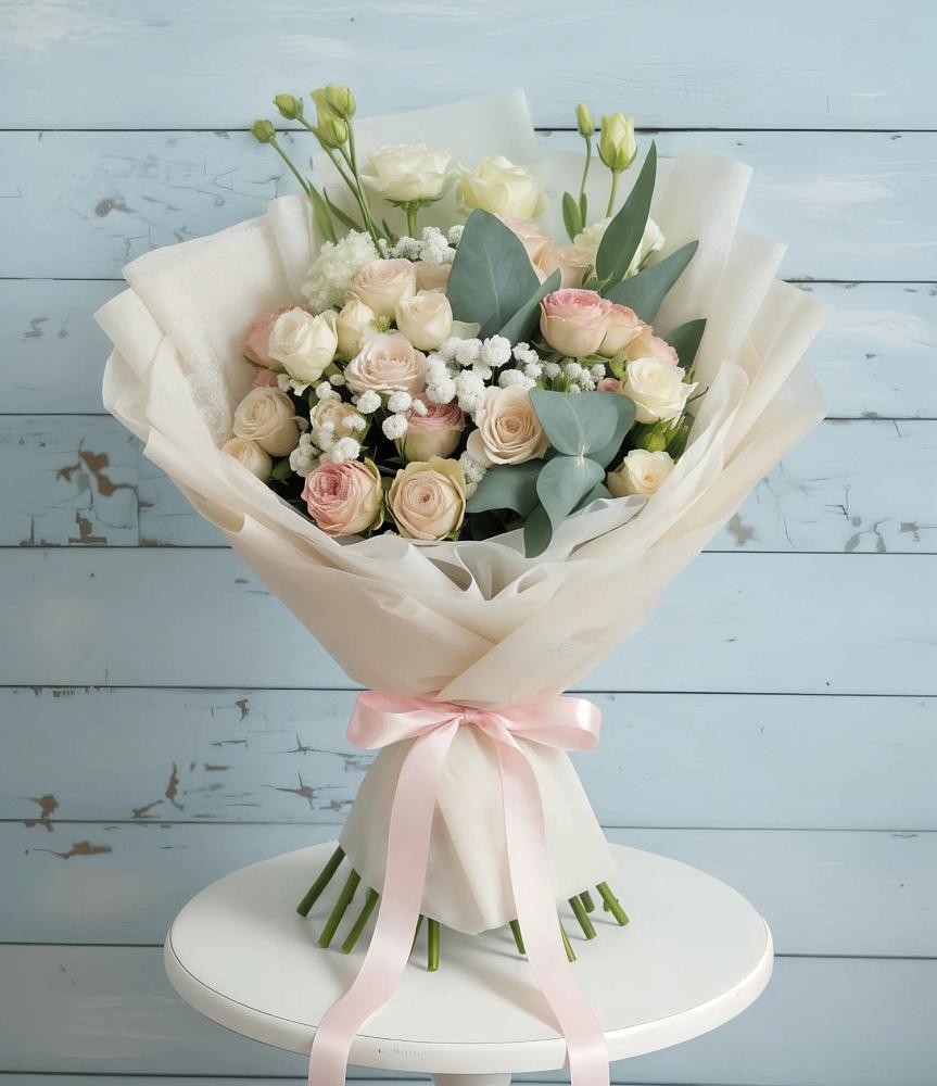 Букет цветов из: Розы и Лизиантусы в Зырянском