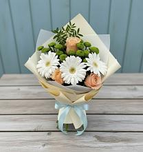 Букет цветов из:  Герберы, Розы и Хризантемы #REPLACE_PRED# Зырянском