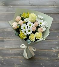 Букет цветов из:  Альстромерии, Розы и Хризантемы в Зырянском